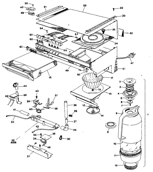 Thermal Carafe Coffeemaker Diagram and Parts List for PDC403A  Black and Decker Coffee Maker